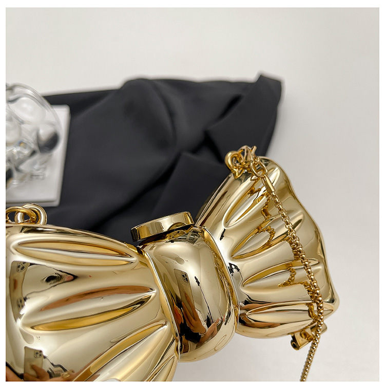 Glossy Gold Metal Bow Shaped M - Luxury Bags Trending 评论和价格