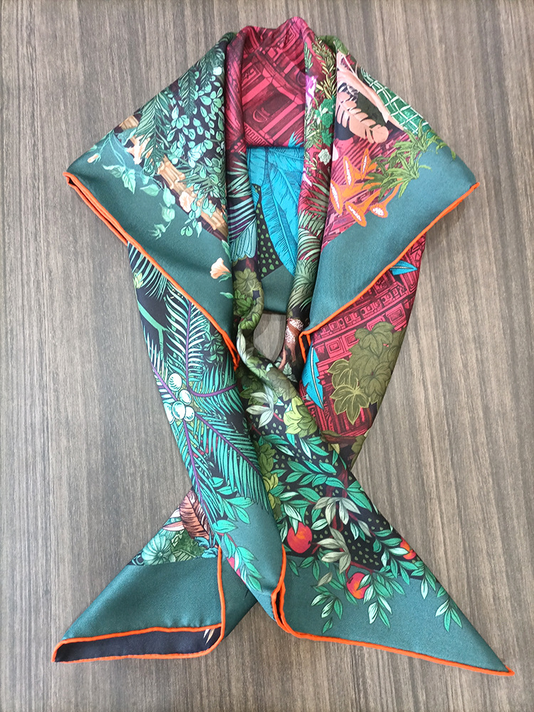 Silk Scarf 90CM Women Hand Rol - Luxury Bags And Accessories 评论和价格
