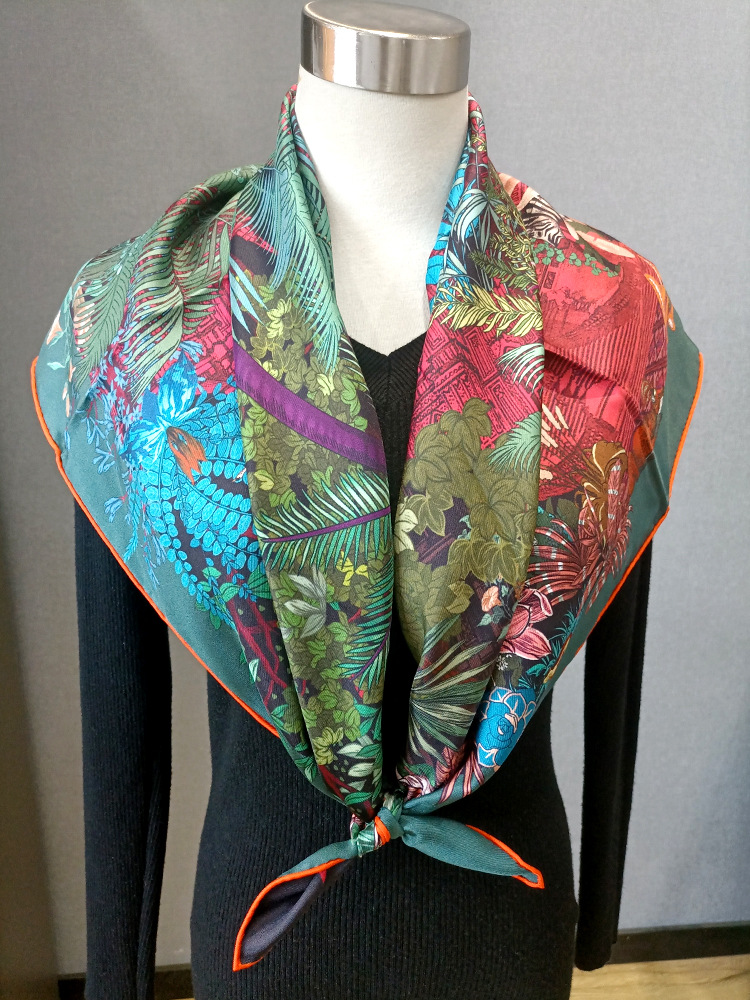 Silk Scarf 90CM Women Hand Rol - Luxury Bags And Accessories 评论和价格