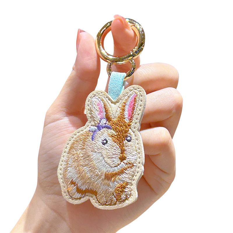 Embroidery Keychain Cute Rabbi - Luxury Xmas Bags 评论和价格